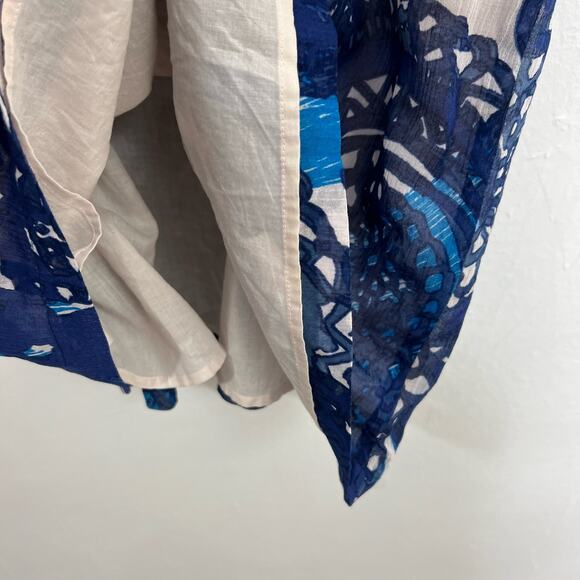 Peruvian Connection Cote Dazur Blue Floral Silk Blend Dress Size 6 - Picture 10 of 13